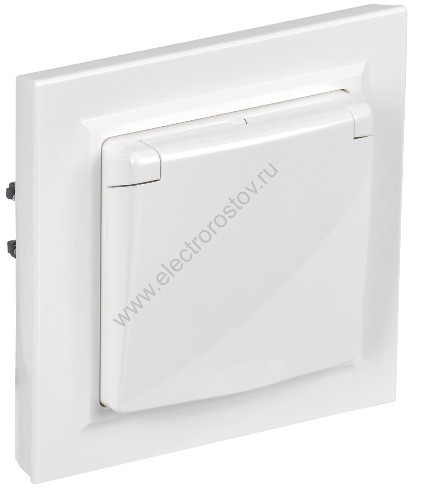 IEK BRITE BASE Белый Розетка с кр. 16А IP44 РСбш10-3-44-БрБ в сборе
