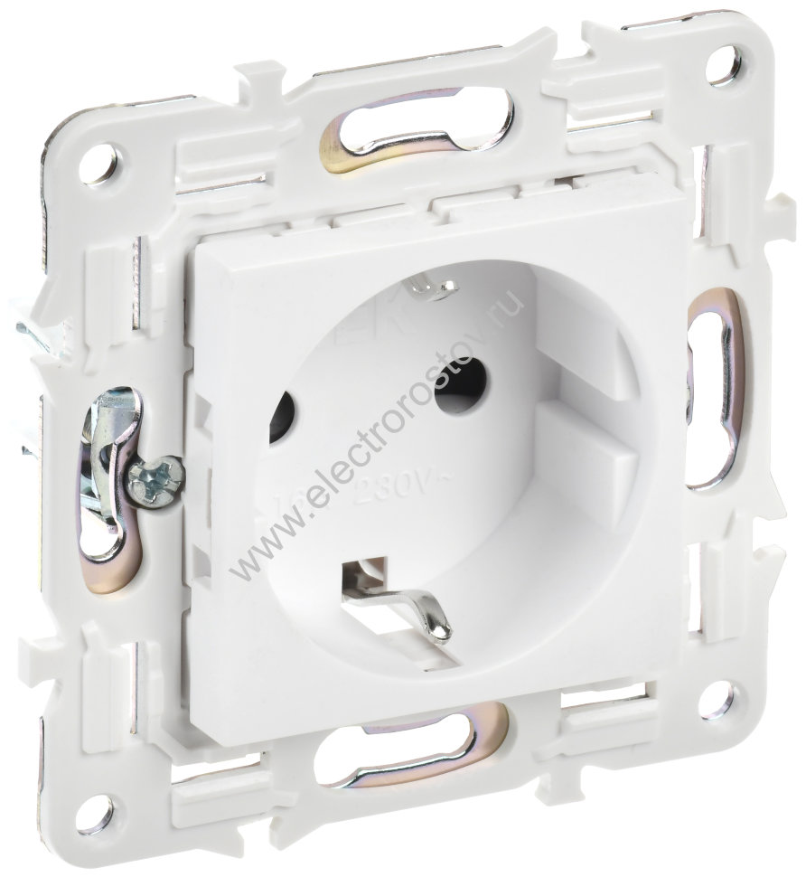IEK SKANDY Арктический белый Розетка с/з с защитными шторками 16А б/к SK-R06W