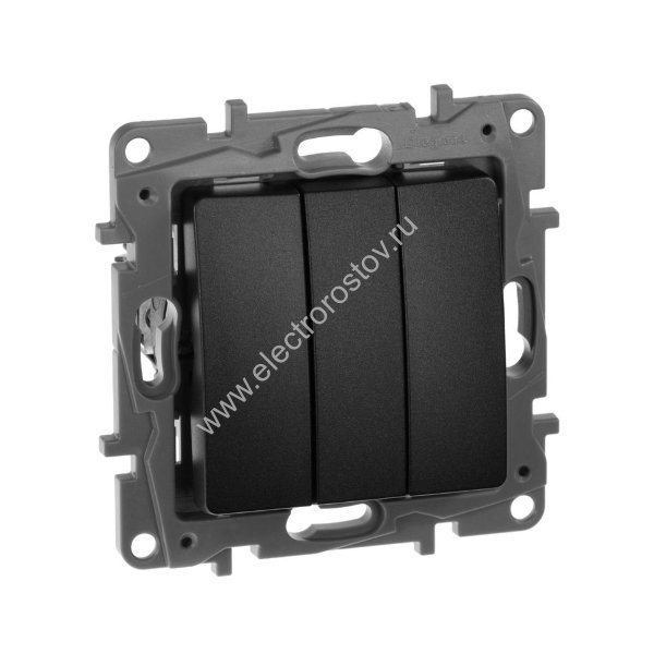 Etika Антрацит Выключатель 3-клавишный Legrand