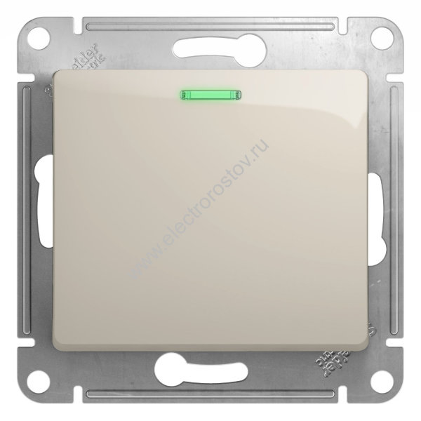 Glossa Молочный Выключатель 1-клавишный с подсветкой Schneider Electric