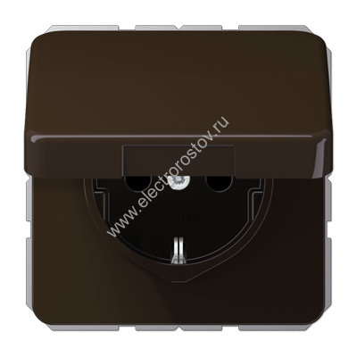 CD 500 Коричневый Розетка с/з с крышкой, пруж. зажим JUNG