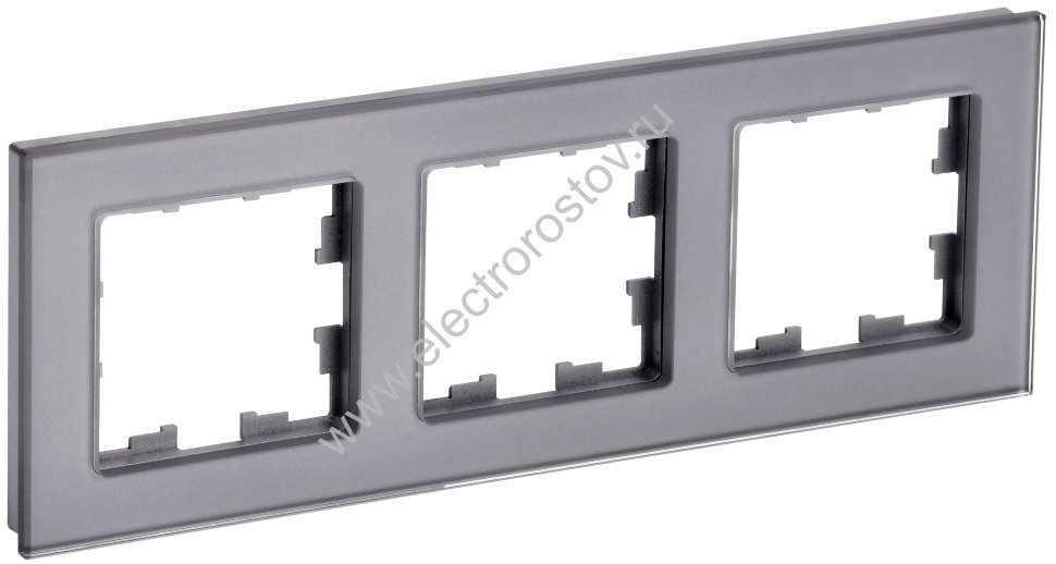 IEK BRITE DECOR Серый глянец стекло Рамка 3-м РУ-3-2-БрСе
