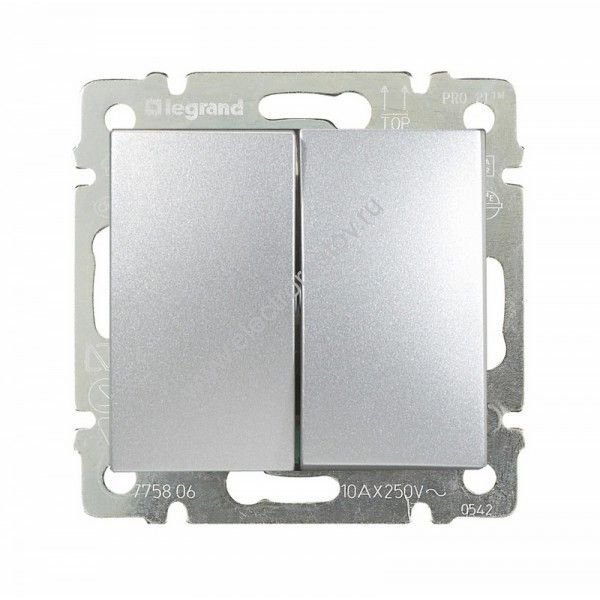 Valena Алюминий Переключатель 2-х клавишный Legrand