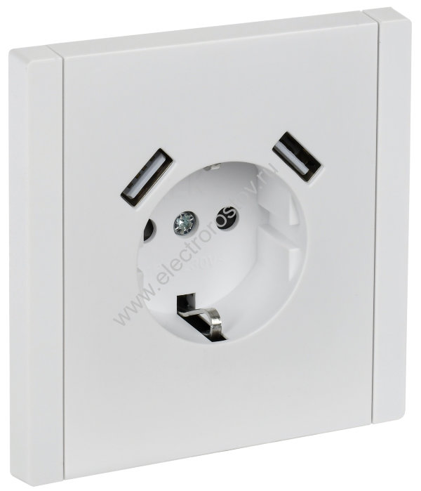 IEK FORTE&PIANO Белый Розетка с/з со шт винтовое крепление 16А USB A+A 3,1А FP245