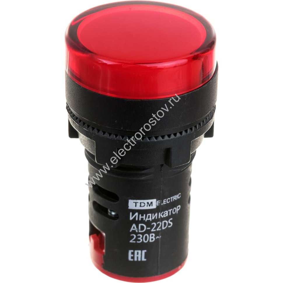 Лампа AD22DS(LED) матрица d22 мм красный 24В AC/DC TDM