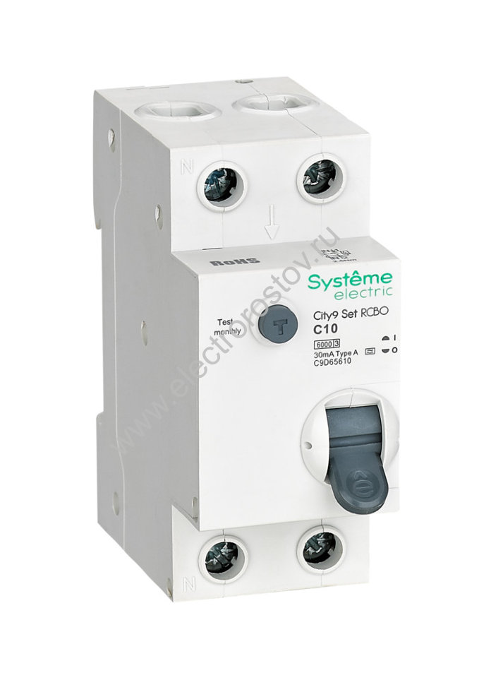 City9 Автоматический выключатель диф. тока (АВДТ) 6кА 1P+N С 10А 30мА А Systeme Electric