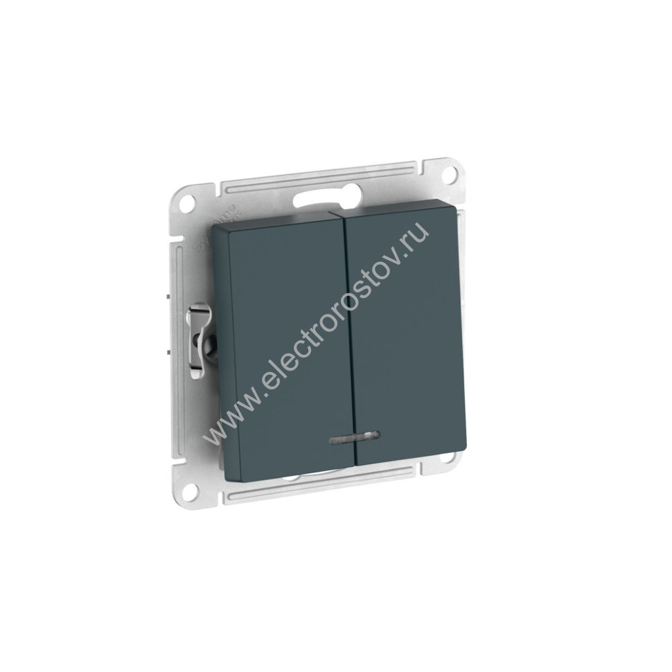 AtlasDesign Изумруд Выключатель 2-клавишный с подсветкой с быстрозажим. клеммами Schneider Electric