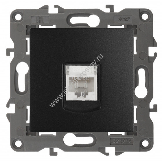 Elegance Антрацит Розетка компьютерная RJ-45 1-ая ЭРА