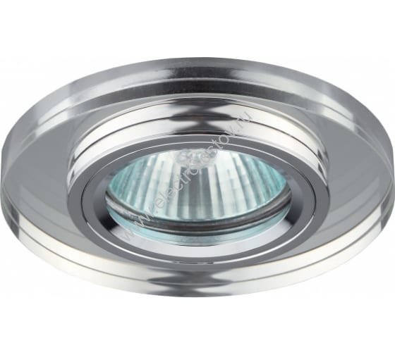 Светильник декор стекло круглое, хром/зеркальный, MR16,12V, 50W ЭРА