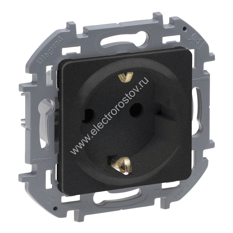 INSPIRIA Антрацит Розетка с заземлением со штроками Legrand