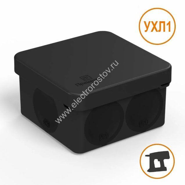 Распред. коробка открытой установки ЧЕРНАЯ 80х80х40 IP55 (HF) безгалогенная Промрукав