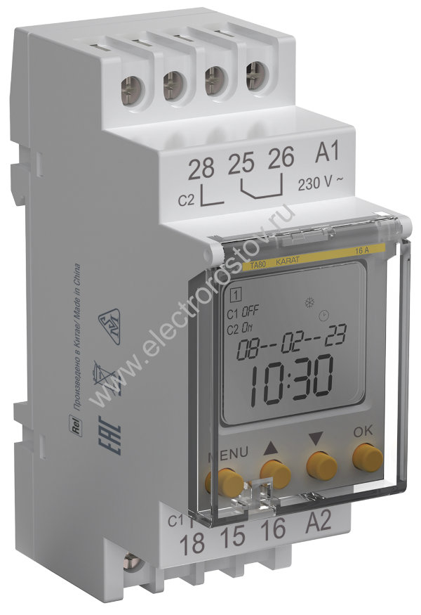 Таймер электронный астрономический ТА80 16А 230В на DIN-рейку KARAT IEK