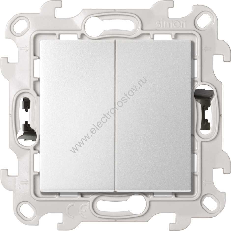 Simon 24 Алюминий Выключатель 2-клавишный Push and Go Simon