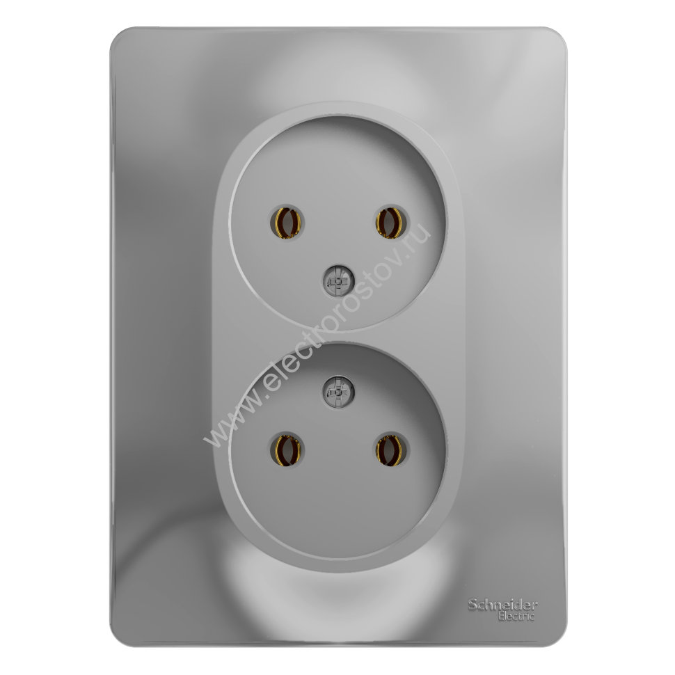 Glossa Алюминий Розетка 2-ая б/з Schneider Electric
