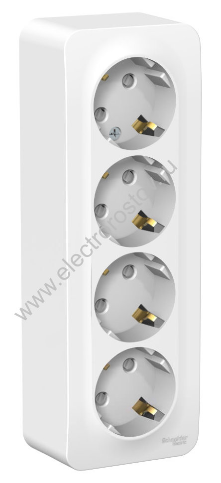 Blanca наруж Белый Розетка 4-ая с/з со шторками 16А, 250В, изолир. пластина Schneider Electric