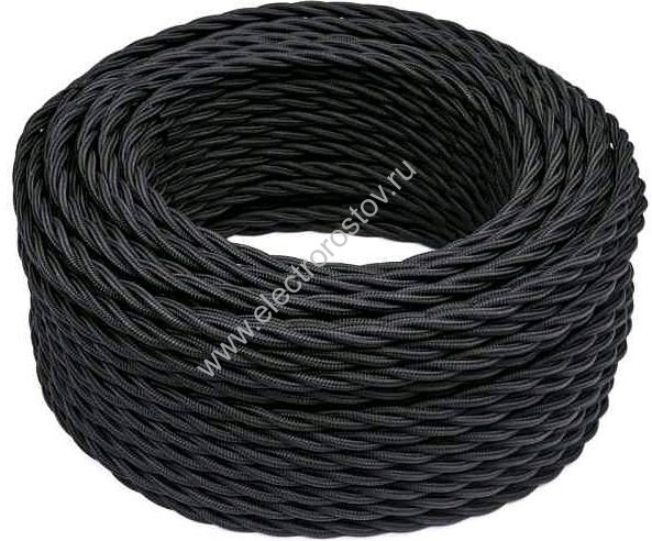 Витой провод 2*0,75, черный, матовый 150м