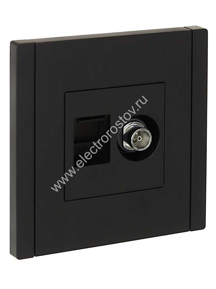 IEK FORTE&PIANO Черный Розетка двойная TV+RJ45 кат.6 FP137