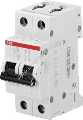 S202 Автоматический выключатель 2P С16 6кА ABB