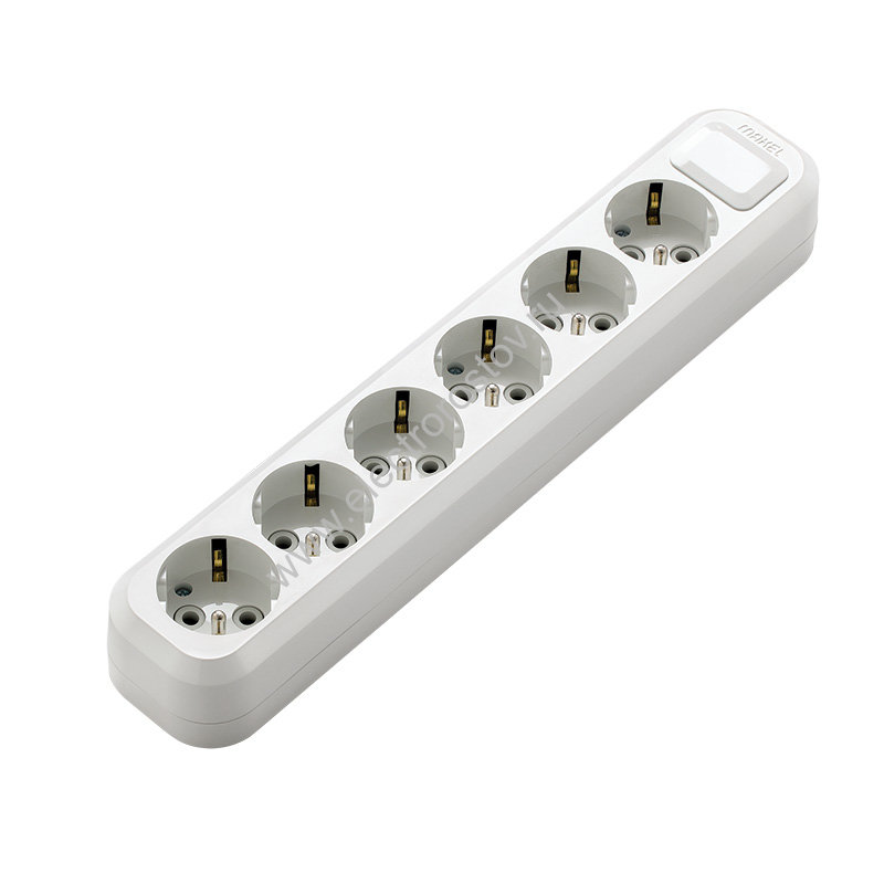 Колодка для удлинителя 6 розеток с заземл. Makel