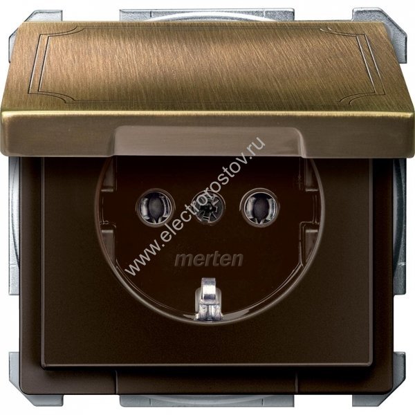 Merten Antique Античная латунь Розетка 1-ая с крышкой Schneider Electric
