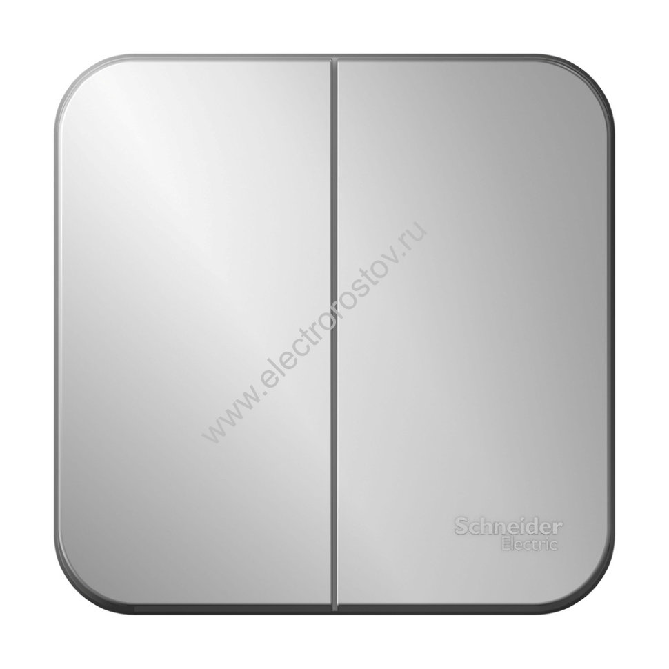 Blanca наруж Алюминий Выключатель 2-клавишный 10А, 250B, изолир. пластина Schneider Electric