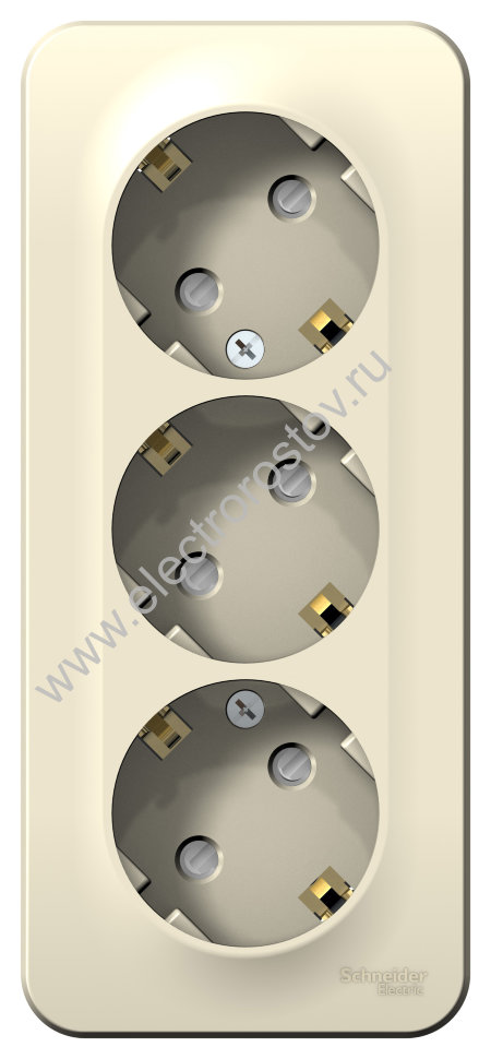 Blanca наруж Молочный Розетка 3-ая с/з со шторками 16А, 250В, изолир. пластина Schneider Electric