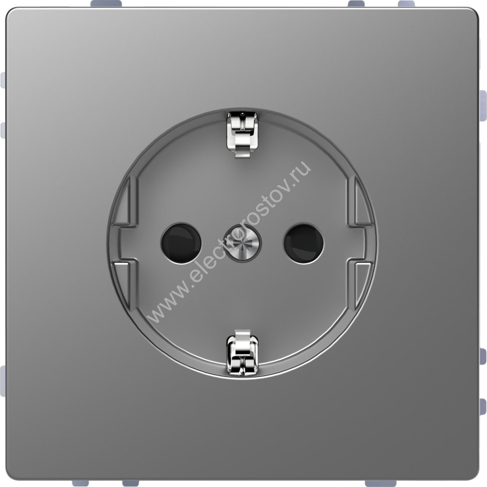 Schneider Electric Merten D-Life Нержавеющая Сталь Розетка 16А, с/з и шторками, винт. Зажим