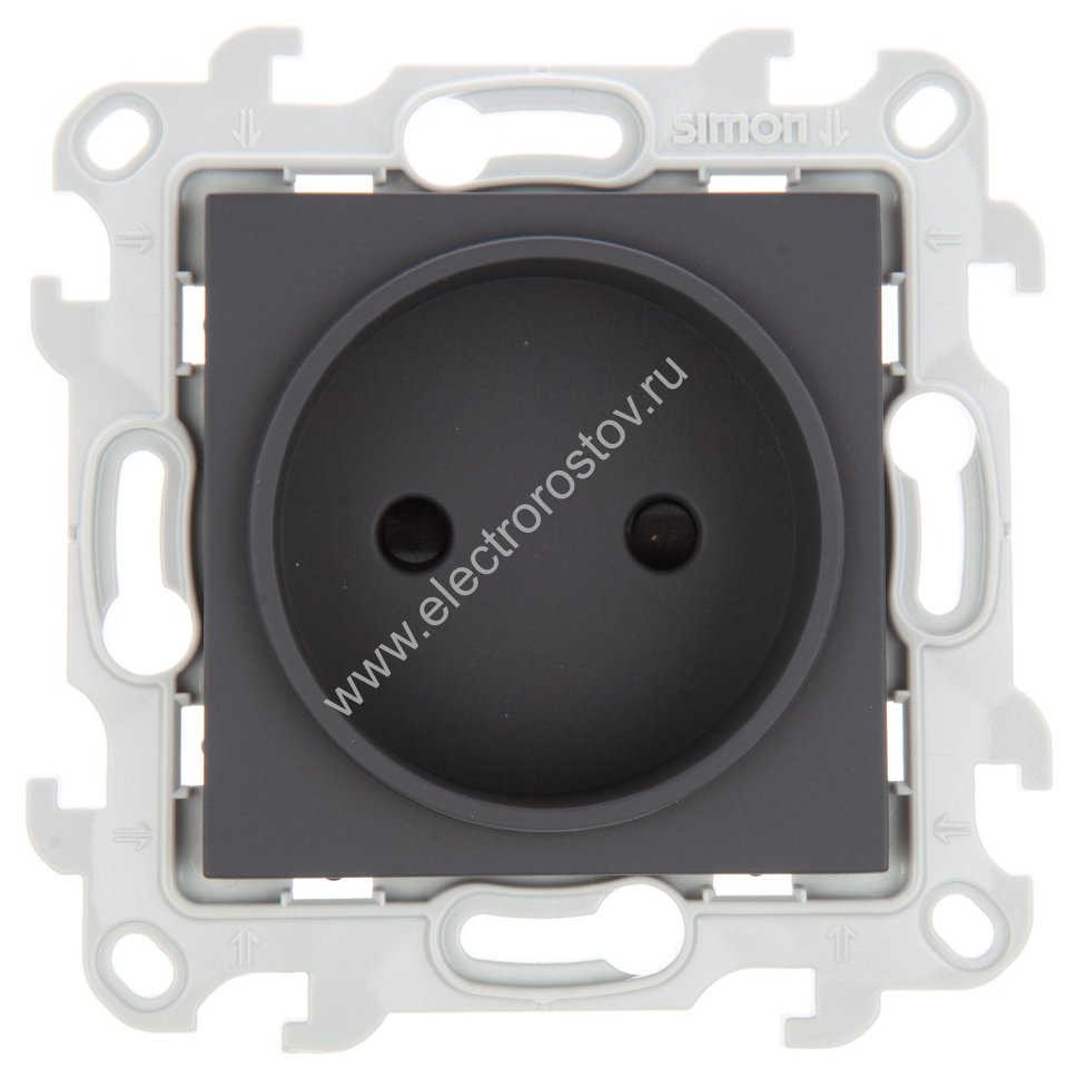 Simon 24 Графит Розетка 1-ая б/з, с защитными шторками Simon