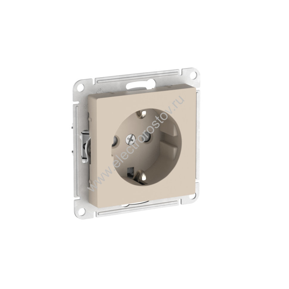 AtlasDesign Песочный Розетка 1-ая с с/з со шторками с быстрозажим. клеммами Schneider Electric