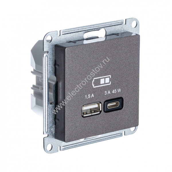 AtlasDesign Мокко Розетка USB A+C, 45 Вт; 5В/1,5-3А Schneider Electric