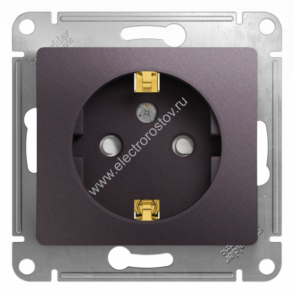 Glossa Сиреневый туман Розетка 1-ая с/з с защитными шторками Schneider Electric