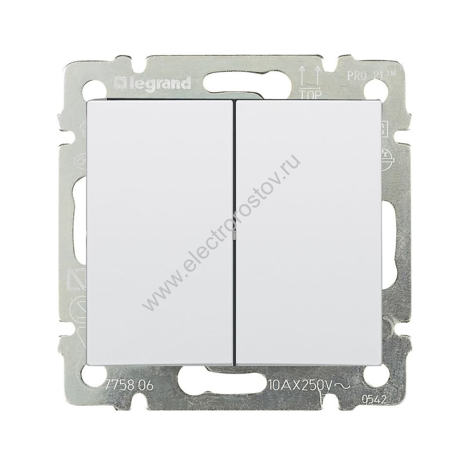 Valena Белый Выключатель 2-х клавишный Legrand