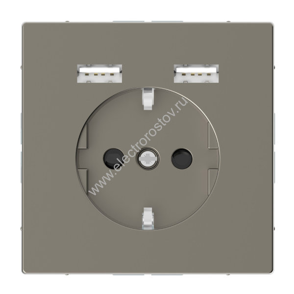 Schneider Electric Merten D-Life Никель Розетка Schuko с 2 USB c зарядным устройством 2,4 A