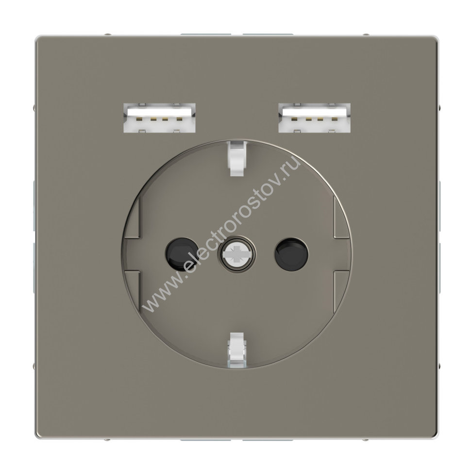 Schneider Electric Merten D-Life Никель Розетка Schuko с 2 USB c зарядным устройством 2,4 A