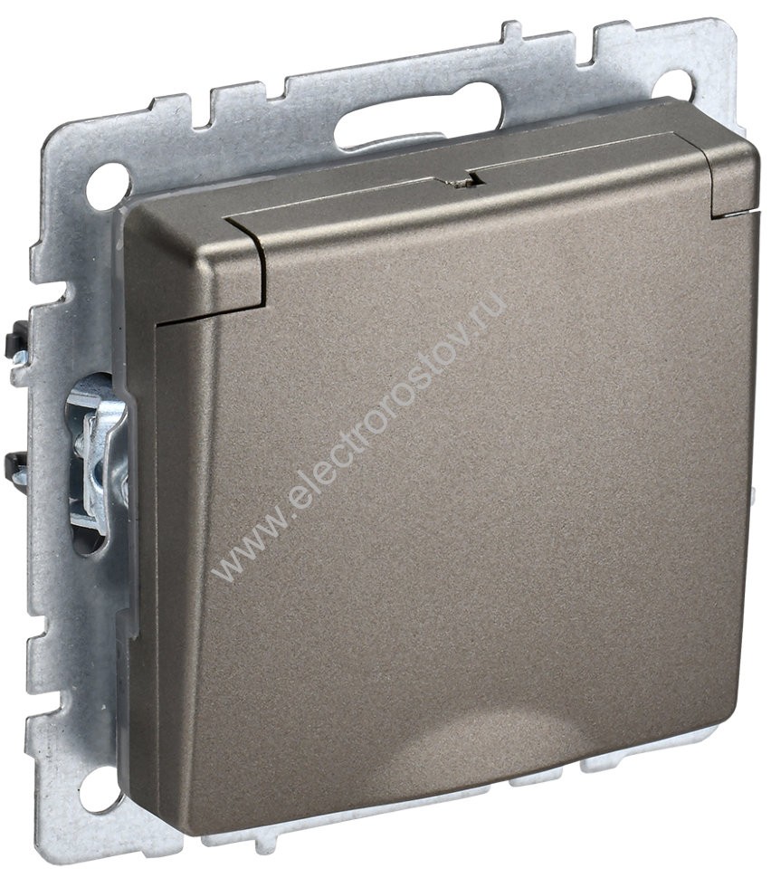 IEK BRITE BASE Шампань Розетка 1-м с/з с защ. штор. и кр. 16А IP44 РСбш10-3-44-БрШ