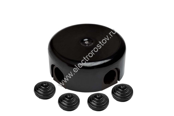 BIRONI ABS-пластик Черный Коробка распределительная 110х35мм (4 кабельных ввода в комплекте)