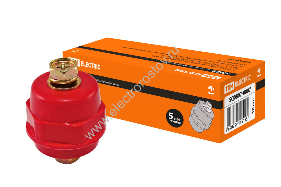 Изолятор SM-25 силовой Н25хD27хМ6мм с болтом TDM