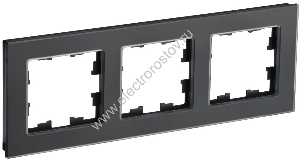IEK BRITE DECOR Черный матовый стекло Рамка 3-м РУ-3-2-Бр