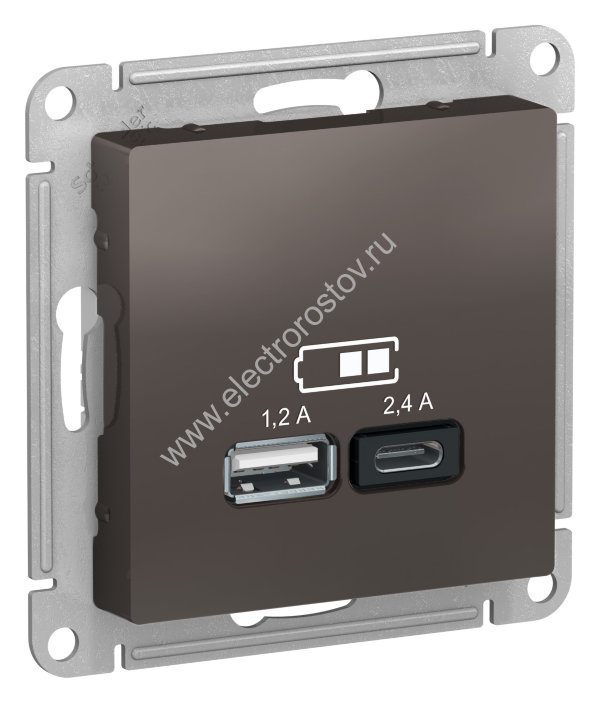 AtlasDesign Мокко Розетка USB A+C; 5В/2,4A; 2x5В/1,2A Schneider Electric