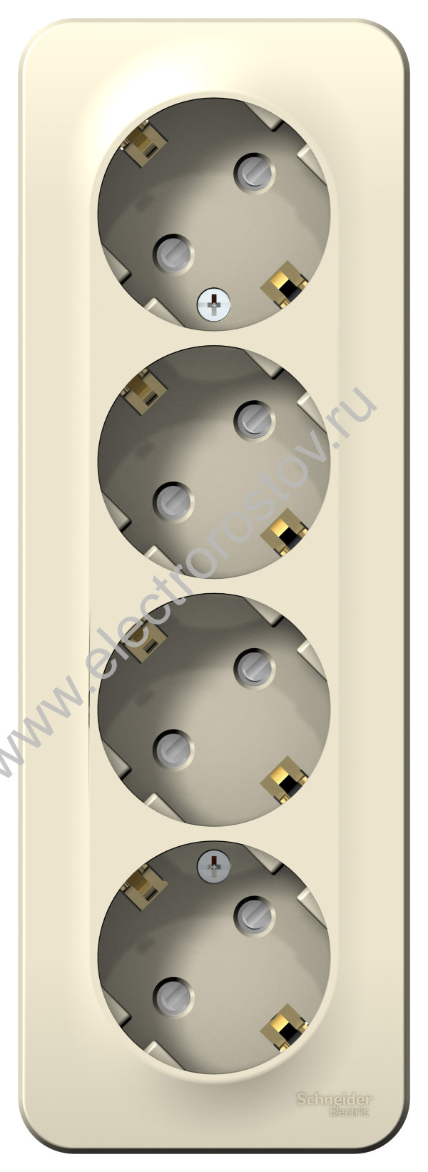 Blanca наруж Молочный Розетка 4-ая с/з со шторками 16А, 250В, изолир. пластина Schneider Electric