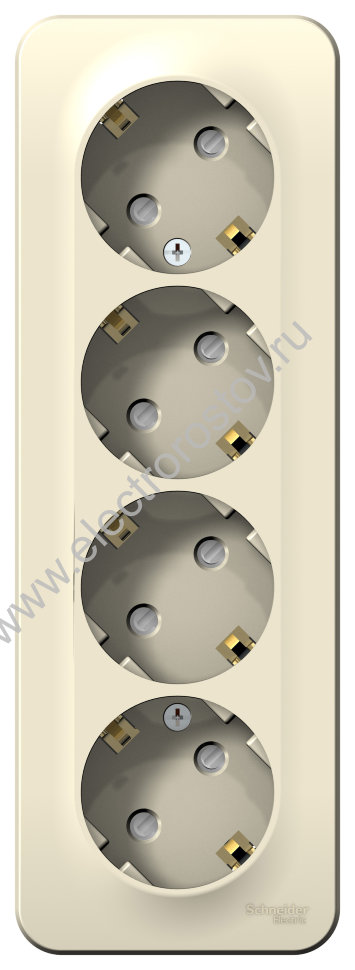 Blanca наруж Молочный Розетка 4-ая с/з со шторками 16А, 250В, изолир. пластина Schneider Electric