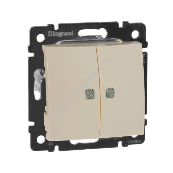 Valena Слоновая кость Выключатель 2-клавишный с подсветкой Legrand