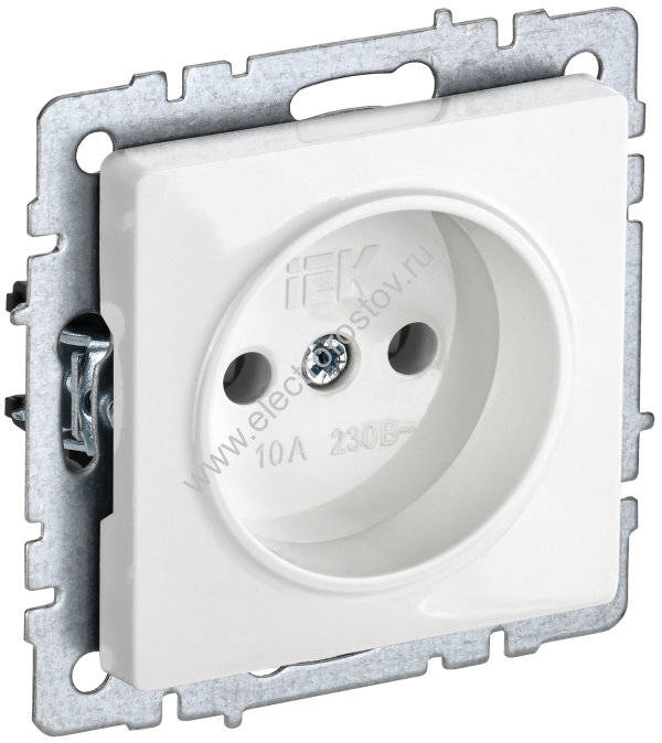 IEK BRITE BASE Белый Розетка 1-м б/з без защ штор 10А РС10-1-0-БрБ
