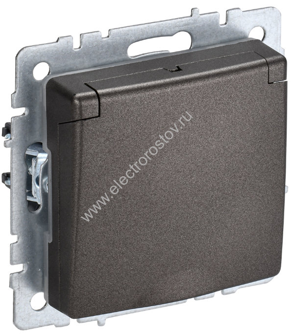 IEK BRITE BASE Темн.бронза Розетка 1-м с/з с защ штор и крыш 16А IP44 РСбш10-3-44-БрТБ