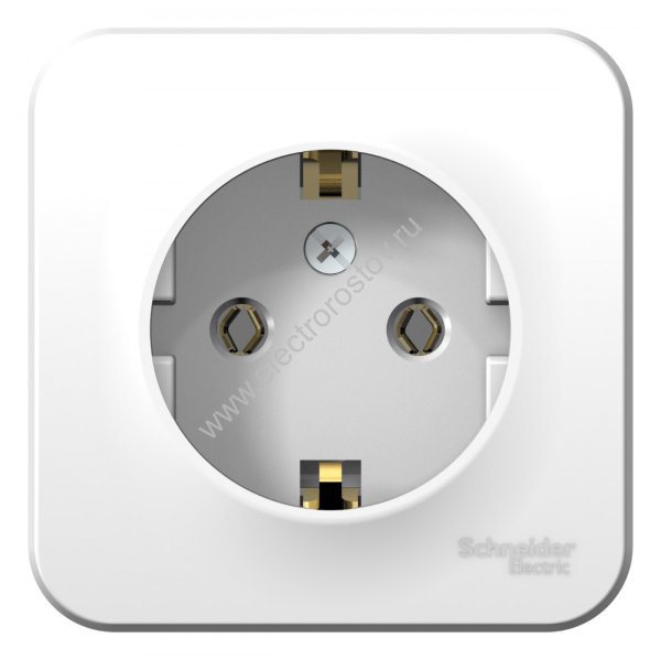 Blanca наруж Белый Розетка с/з без шторок 16А, 250В, изолир. пластина Schneider Electric