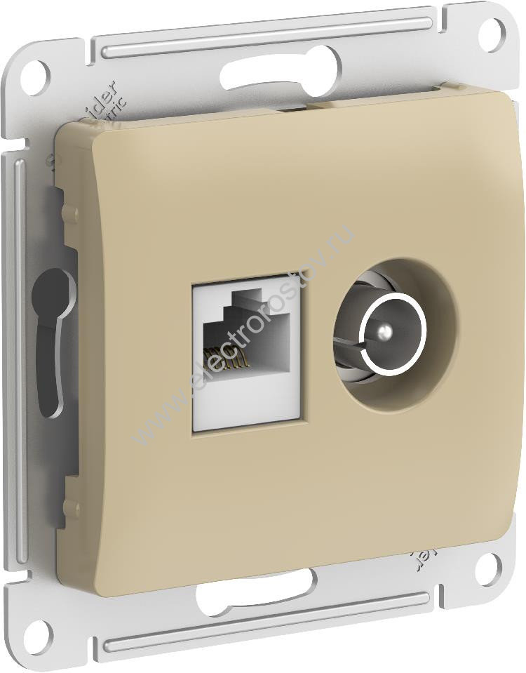 Glossa Титан Розетка двойная ТВ+комп RJ45, кат. 5e Schneider Electric