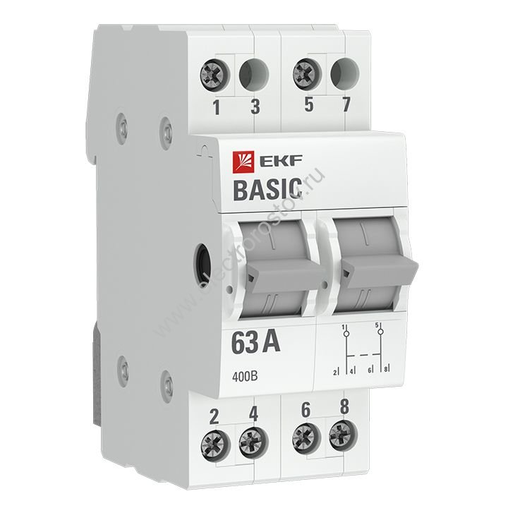 Модульный переключатель трехпозиционный 2P 63A Basic EKF