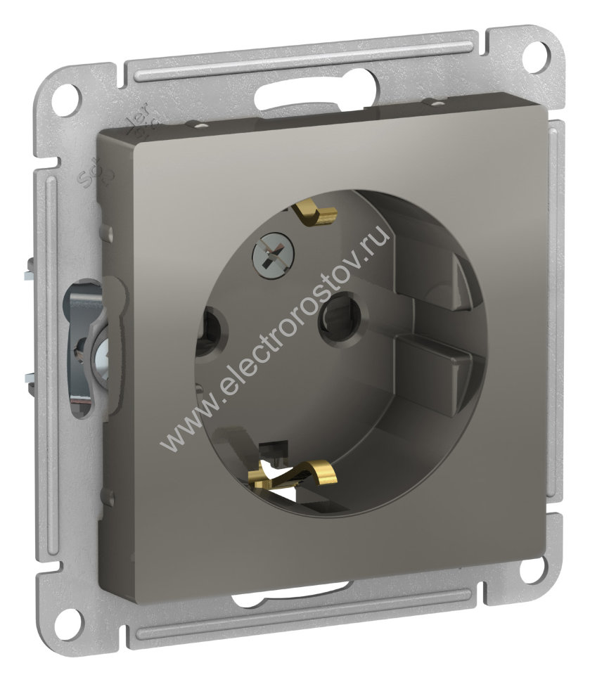 AtlasDesign Сталь Розетка 1-ая с/з со шторками Schneider Electric