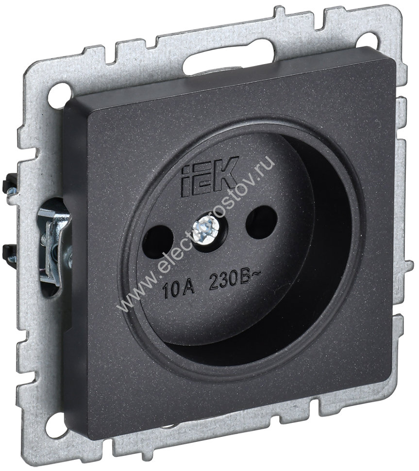 IEK BRITE BASE Черный Розетка 1-м б/з без защ штор 10А РС10-1-0-БрЧ
