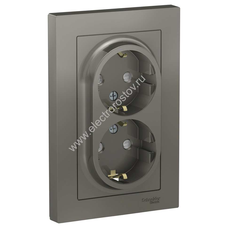 AtlasDesign Сталь Розетка 2-ая с/з со шторками Schneider Electric